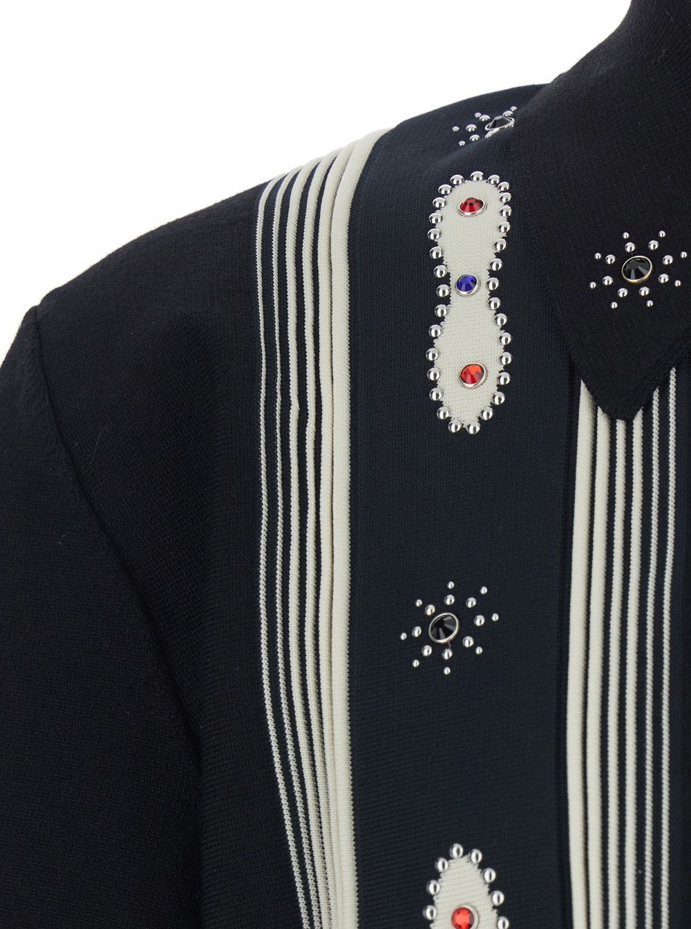 Amiri Black Shirt with Pointed Collar and Bead Details on the Front in Cotton Blend Men Size US L / EU 52-54 / 3 - 3 Thumbnail