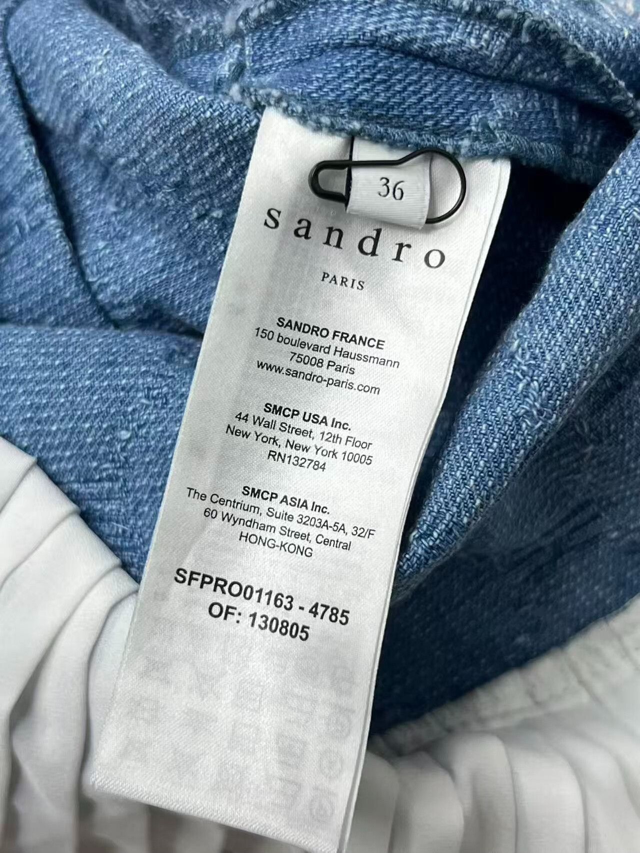 Sandro Pleated Denim Dress with Belt Size XS / US 0-2 / IT 36-38 - 4 Thumbnail
