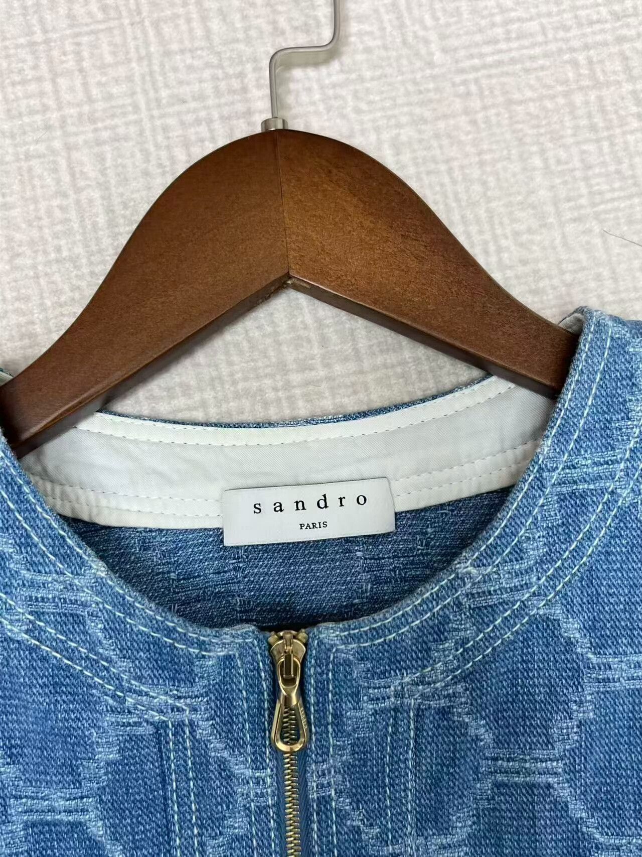Sandro Pleated Denim Dress with Belt Size XS / US 0-2 / IT 36-38 - 3 Thumbnail