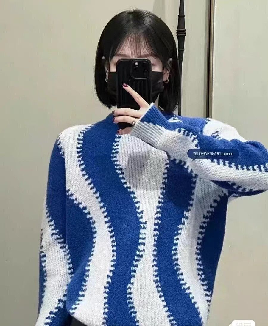 Loewe Loewe Women's Blue Striped Knit Sweater Size XL / US 12-14 / IT 48-50 - 5 Thumbnail