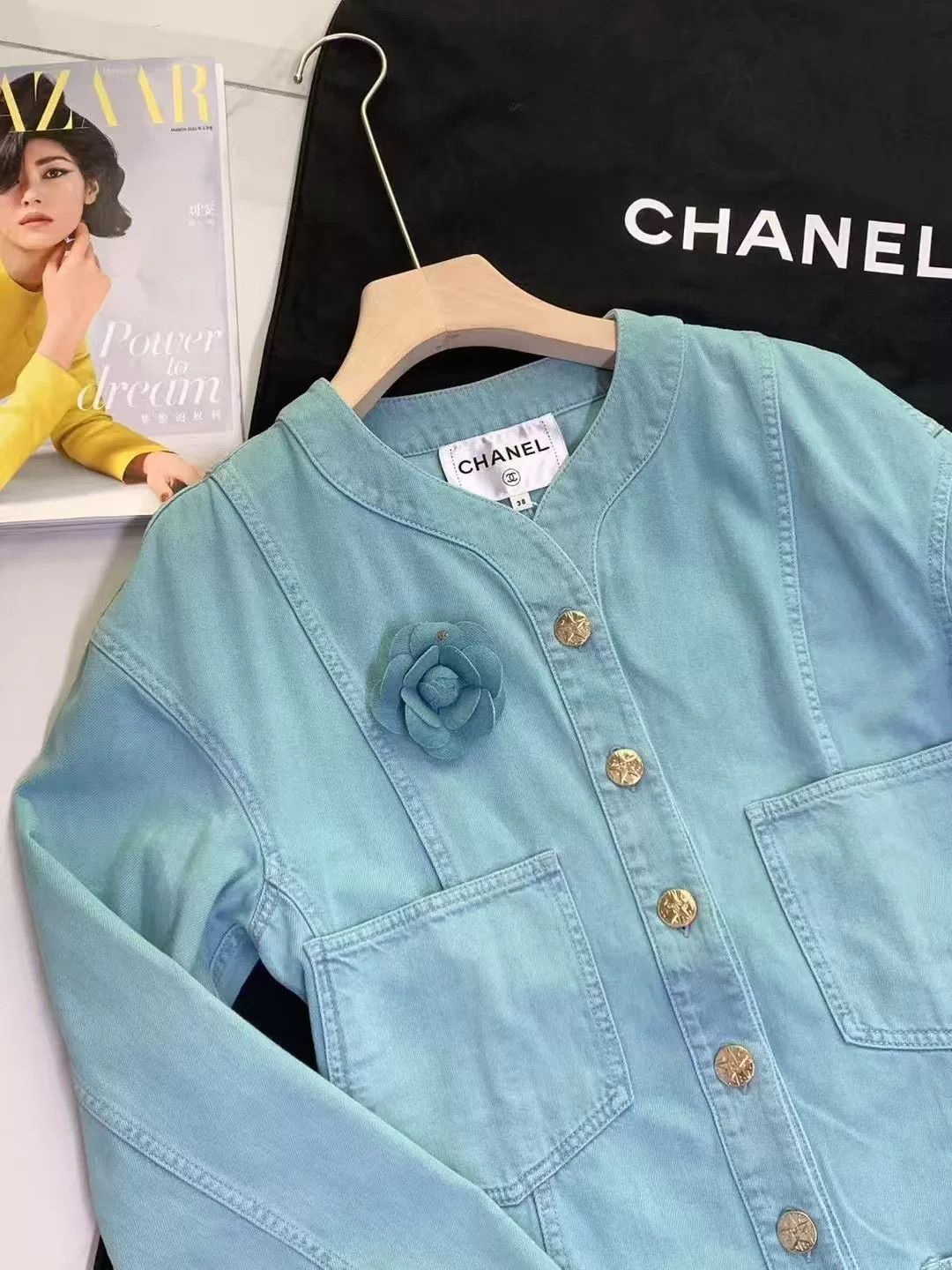 Chanel Chanel Camellia Denim Jacket with Brooch Size S / US 4 / IT 40 - 3 Thumbnail