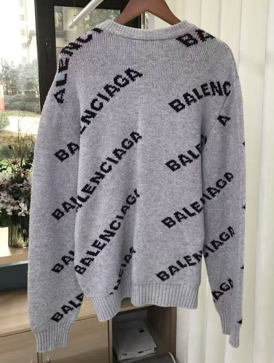 Balenciaga Balenciaga Gray Logo Knit Sweater M Size US M / EU 48-50 / 2 - 3 Thumbnail