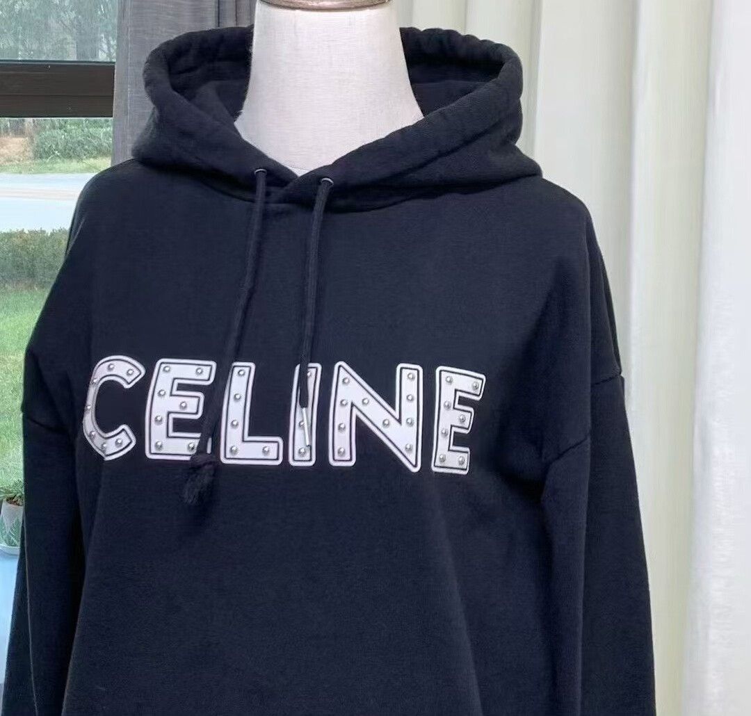 Celine Celine Black Hooded Sweatshirt with Logo Size M / US 6-8 / IT 42-44 - 3 Thumbnail