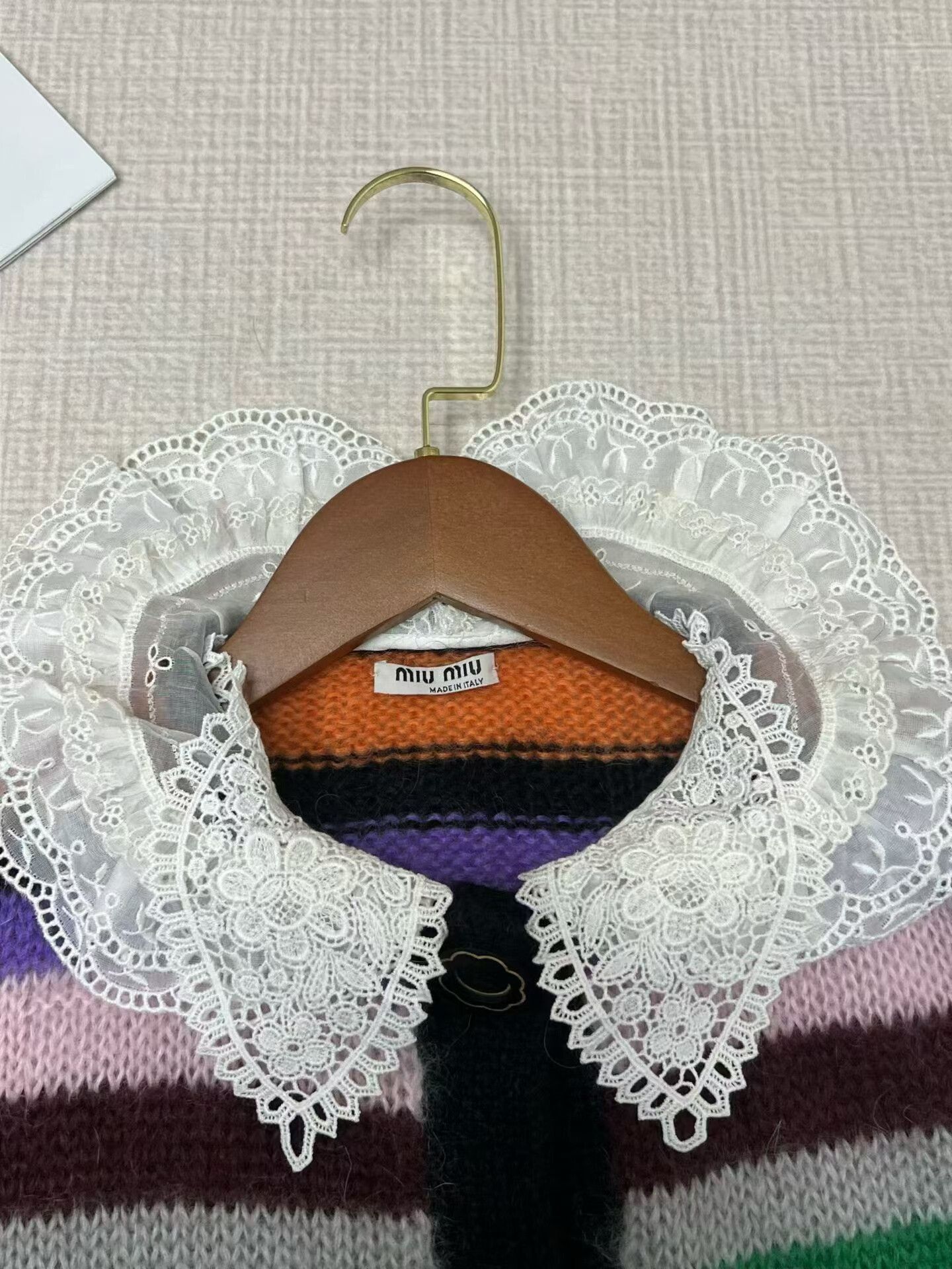 Miu Miu Miu Miu Color-Blocked Lace Collar Cardigan Size XS / US 0-2 / IT 36-38 - 8 Thumbnail