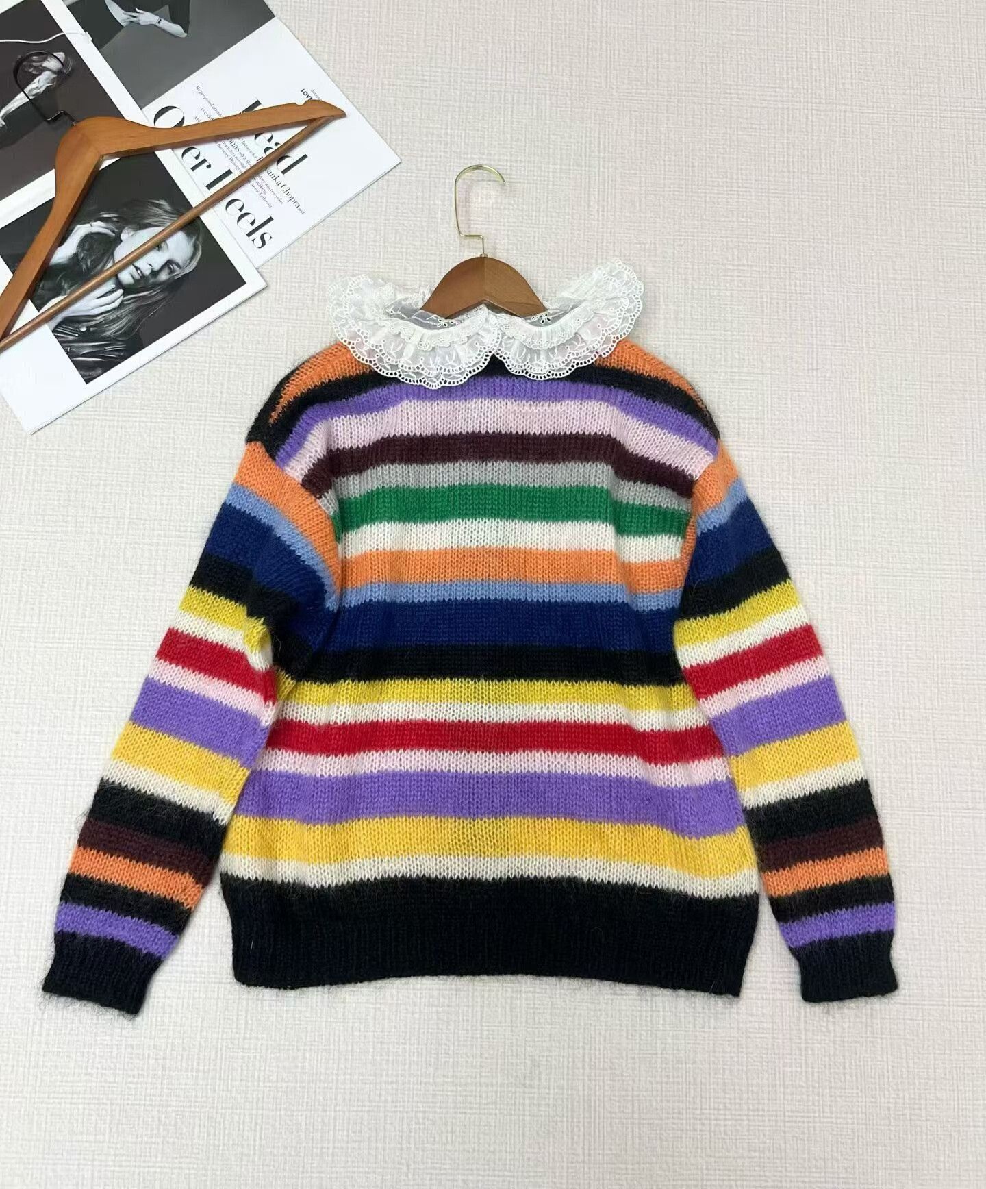 Miu Miu Miu Miu Color-Blocked Lace Collar Cardigan Size XS / US 0-2 / IT 36-38 - 3 Thumbnail