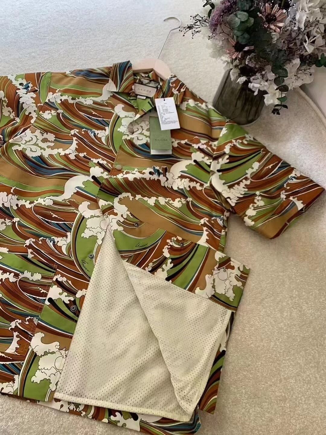Gucci GUCCI Waves Print Fabric Shirt Size US M / EU 48-50 / 2 - 6 Thumbnail