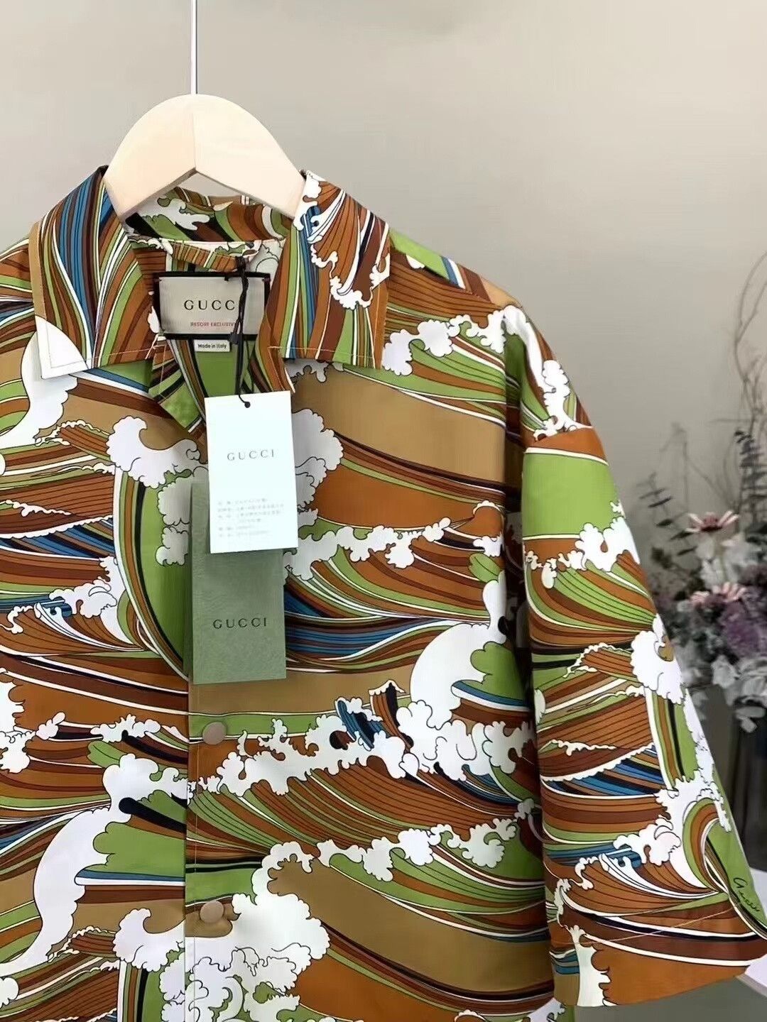 Gucci GUCCI Waves Print Fabric Shirt Size US M / EU 48-50 / 2 - 3 Thumbnail