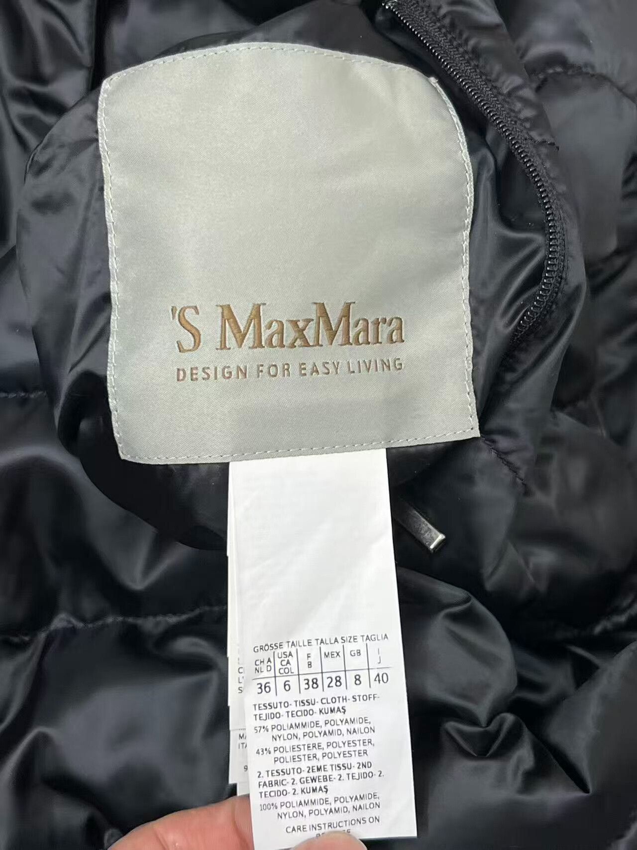 Max Mara MaxMara Black Long Down Coat Size XL / US 12-14 / IT 48-50 - 3 Thumbnail