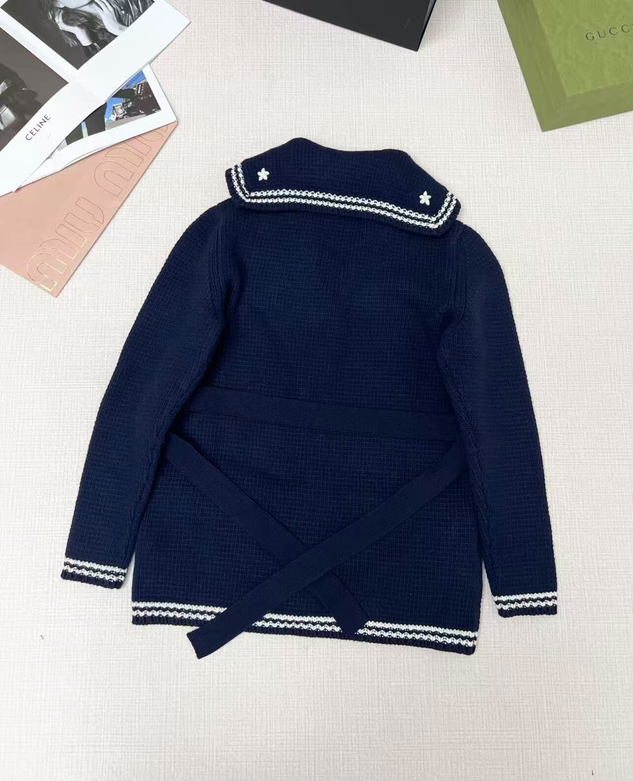 Miu Miu Miu Miu Navy Blue Button-Up Knit Sweater Size S / US 4 / IT 40 - 3 Thumbnail