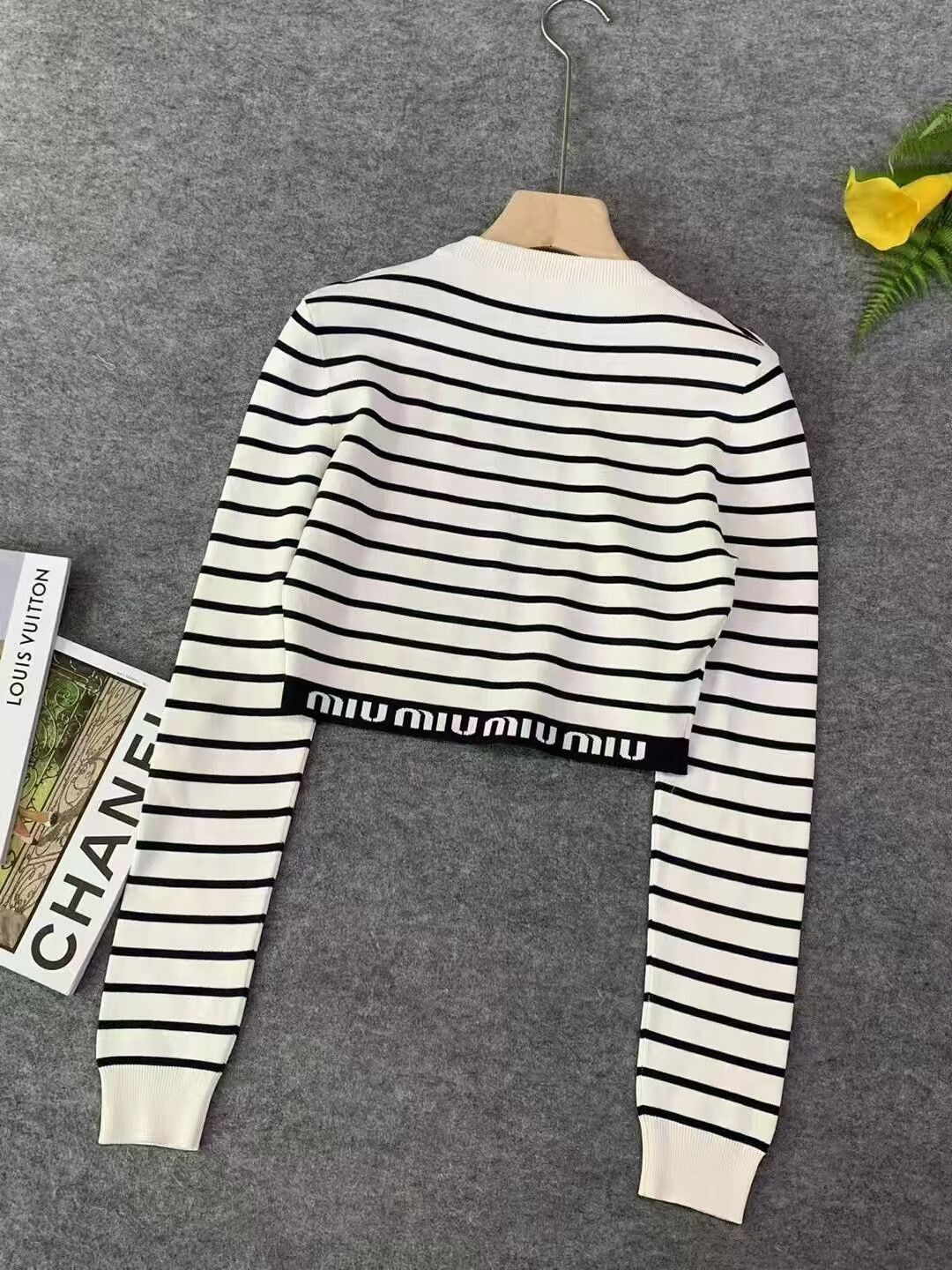Miu Miu Miu Miu Striped Logo Knit Top Size S / US 4 / IT 40 - 3 Thumbnail