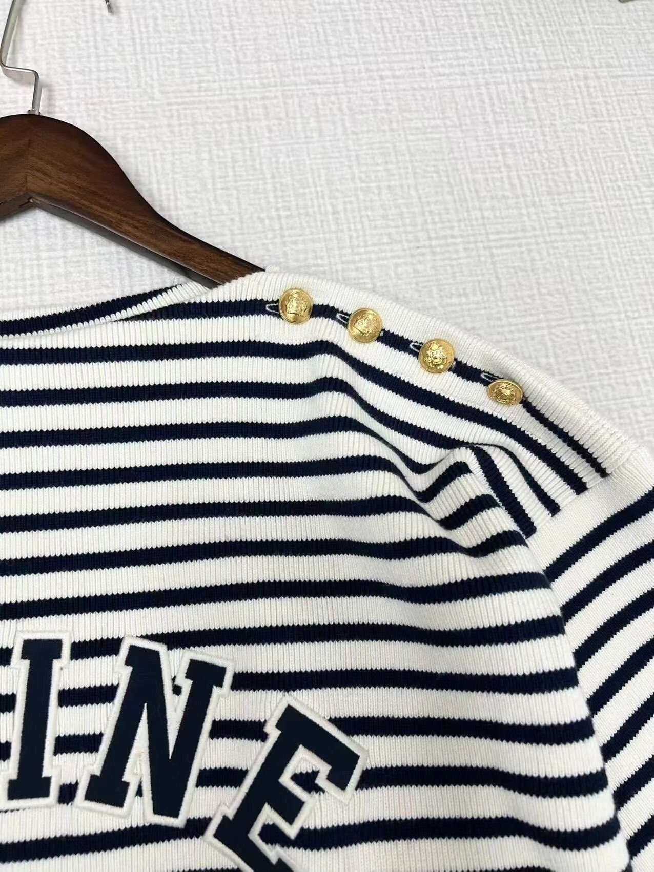Celine Celine Black and White Striped Knit Sweater Size L / US 10 / IT 46 - 3 Thumbnail