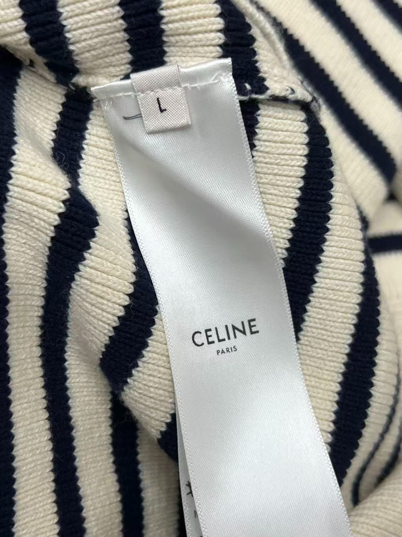 Celine Celine Black and White Striped Knit Sweater Size L / US 10 / IT 46 - 6 Thumbnail