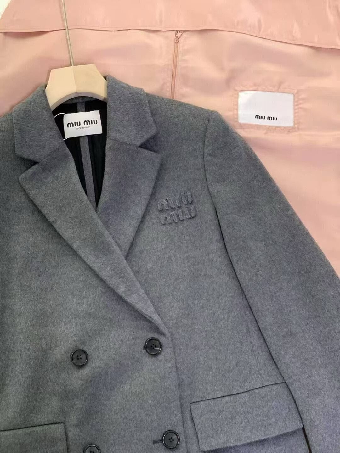Miu Miu Miu Miu Gray Cashmere Double-Breasted Coat Size XS / US 0-2 / IT 36-38 - 2 Thumbnail