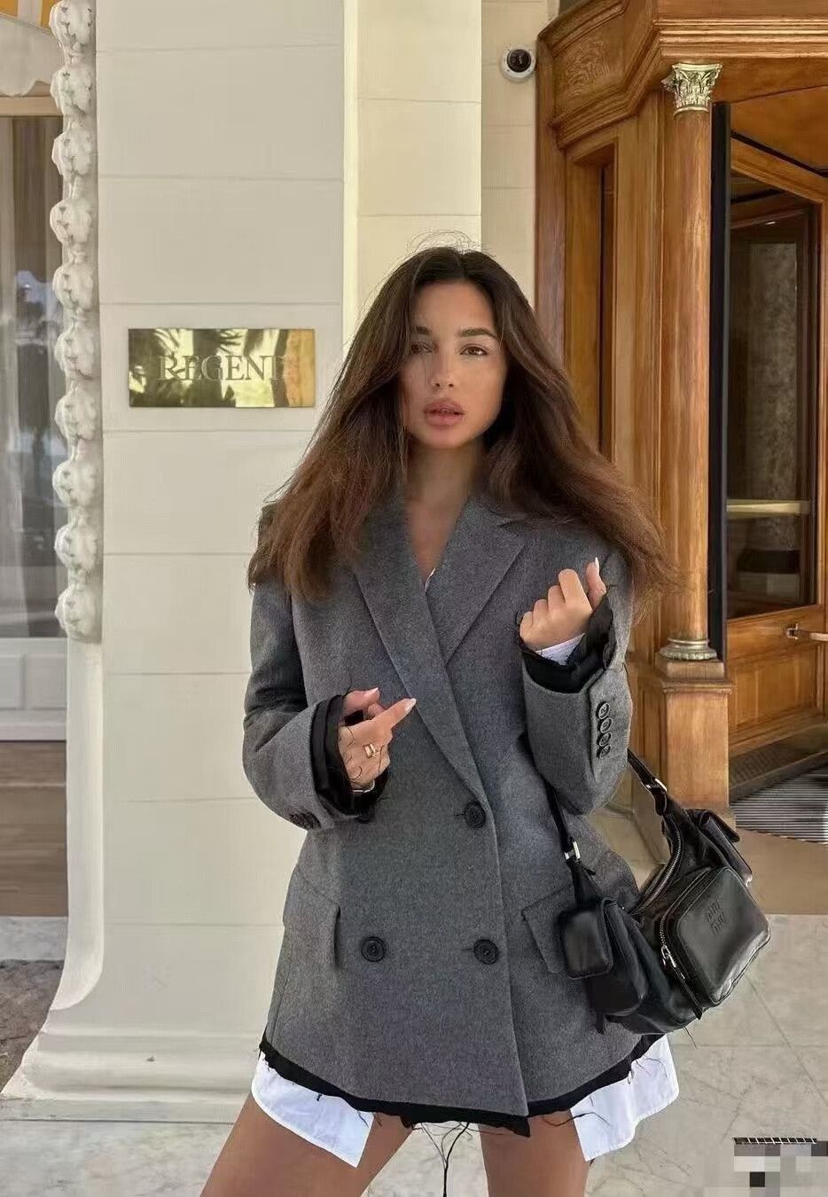 Miu Miu Miu Miu Gray Cashmere Double-Breasted Coat Size XS / US 0-2 / IT 36-38 - 6 Thumbnail