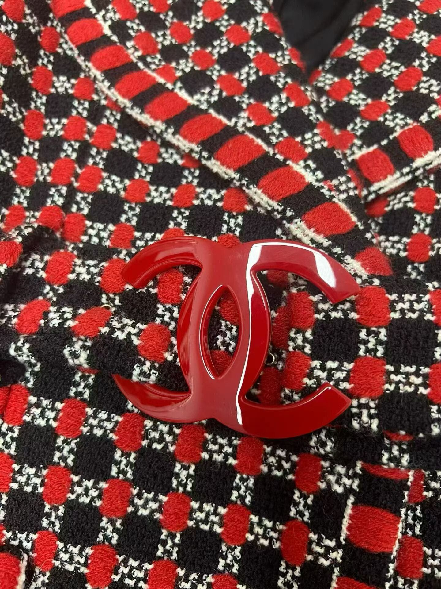 Chanel Chanel Red Black Plaid Long Coat Size XS / US 0-2 / IT 36-38 - 3 Thumbnail