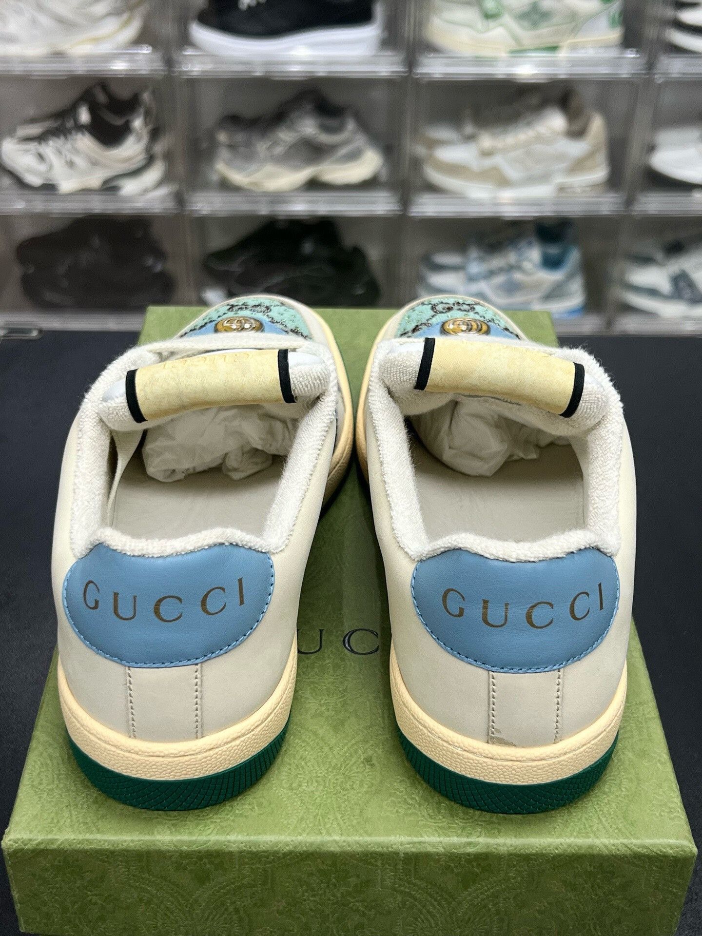 Gucci Gucci GG Enamel Sneakers Crystal White Blue Size US 5.5 / EU 38 - 7 Thumbnail