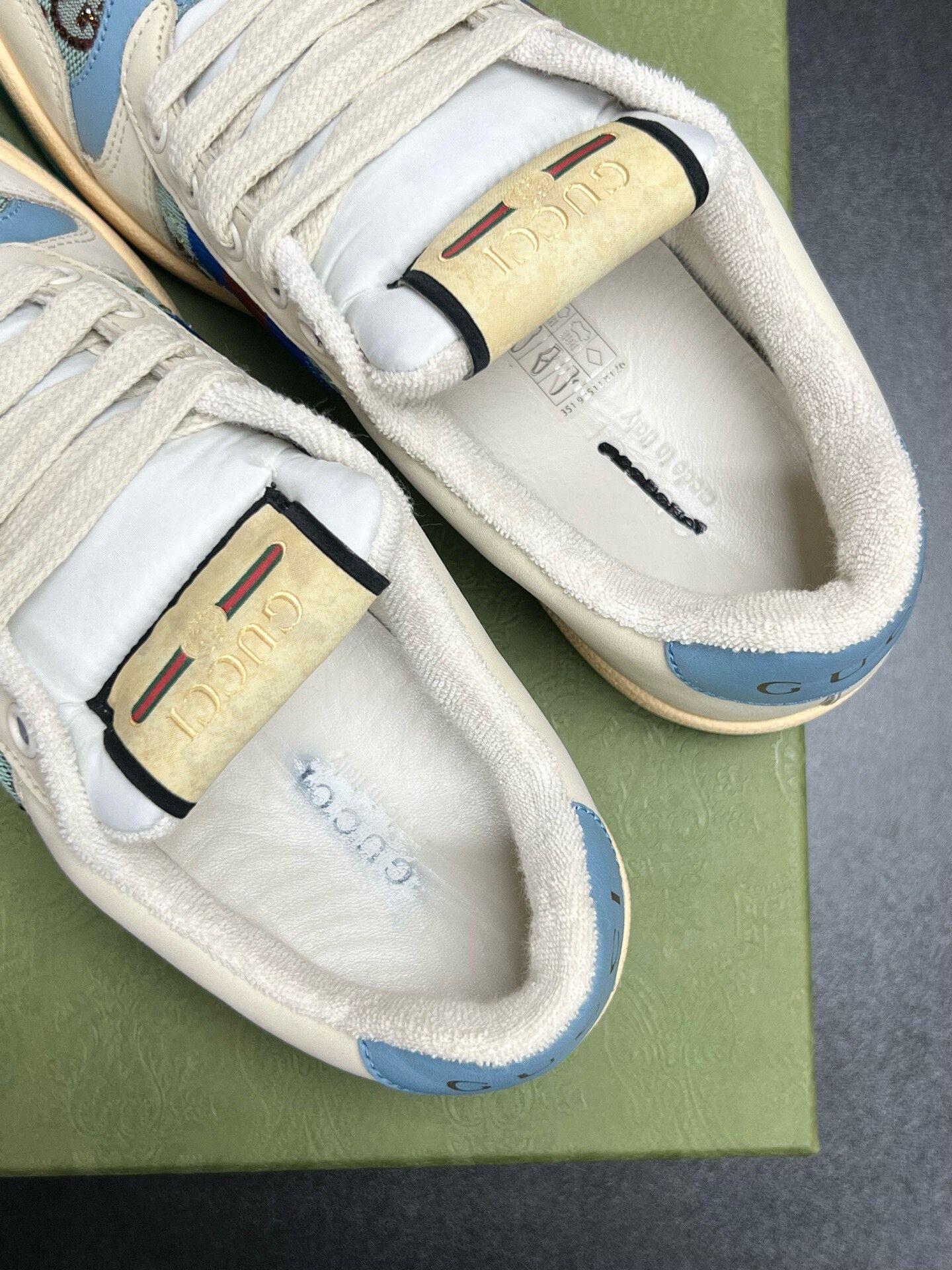 Gucci Gucci GG Enamel Sneakers Crystal White Blue Size US 5.5 / EU 38 - 4 Thumbnail