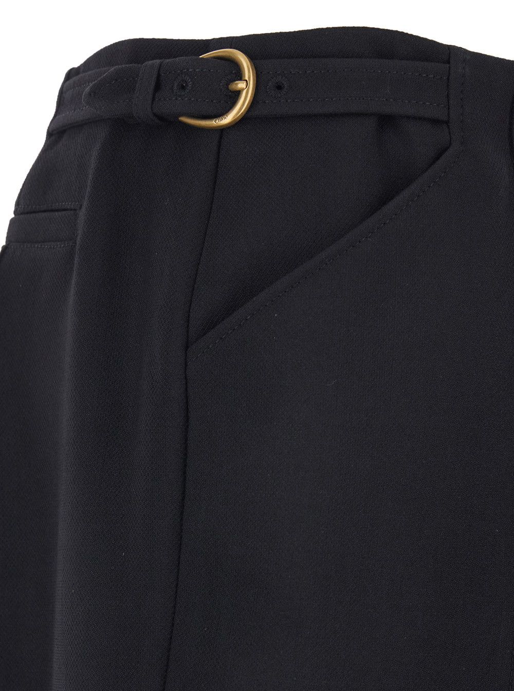 Chloe Black Bermuda with Side Buckle Closure and Front Pleats in Wool for Women Size 30" / US 8 / IT 44 - 3 Thumbnail