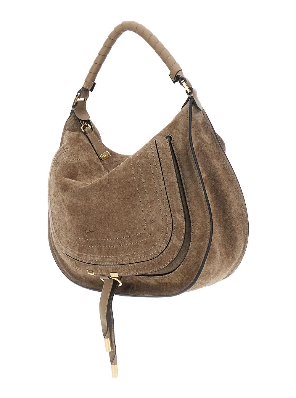 Chloe 'Marcie Medium' Brown Shoulder Bag with Lettering Logo on Front in Suede Woman Size ONE SIZE - 2 Thumbnail