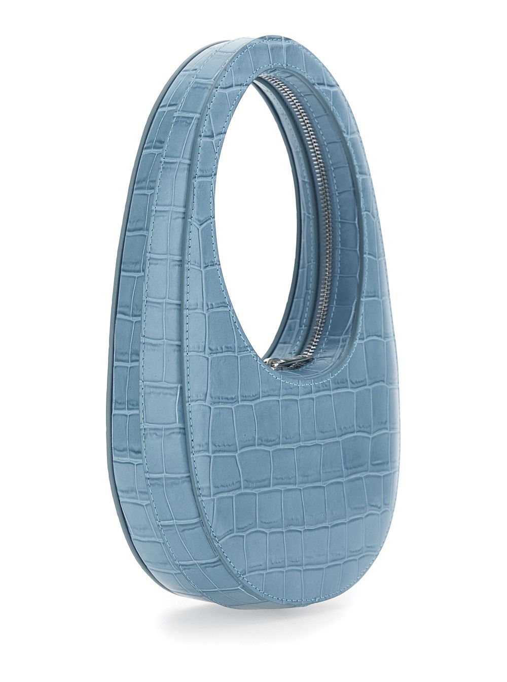 Coperni Swipe Mini Handbag with Logo Lettering on the Front and Crocodile-Embossed Effect in Blue Leather for Women Size ONE SIZE - 3 Thumbnail