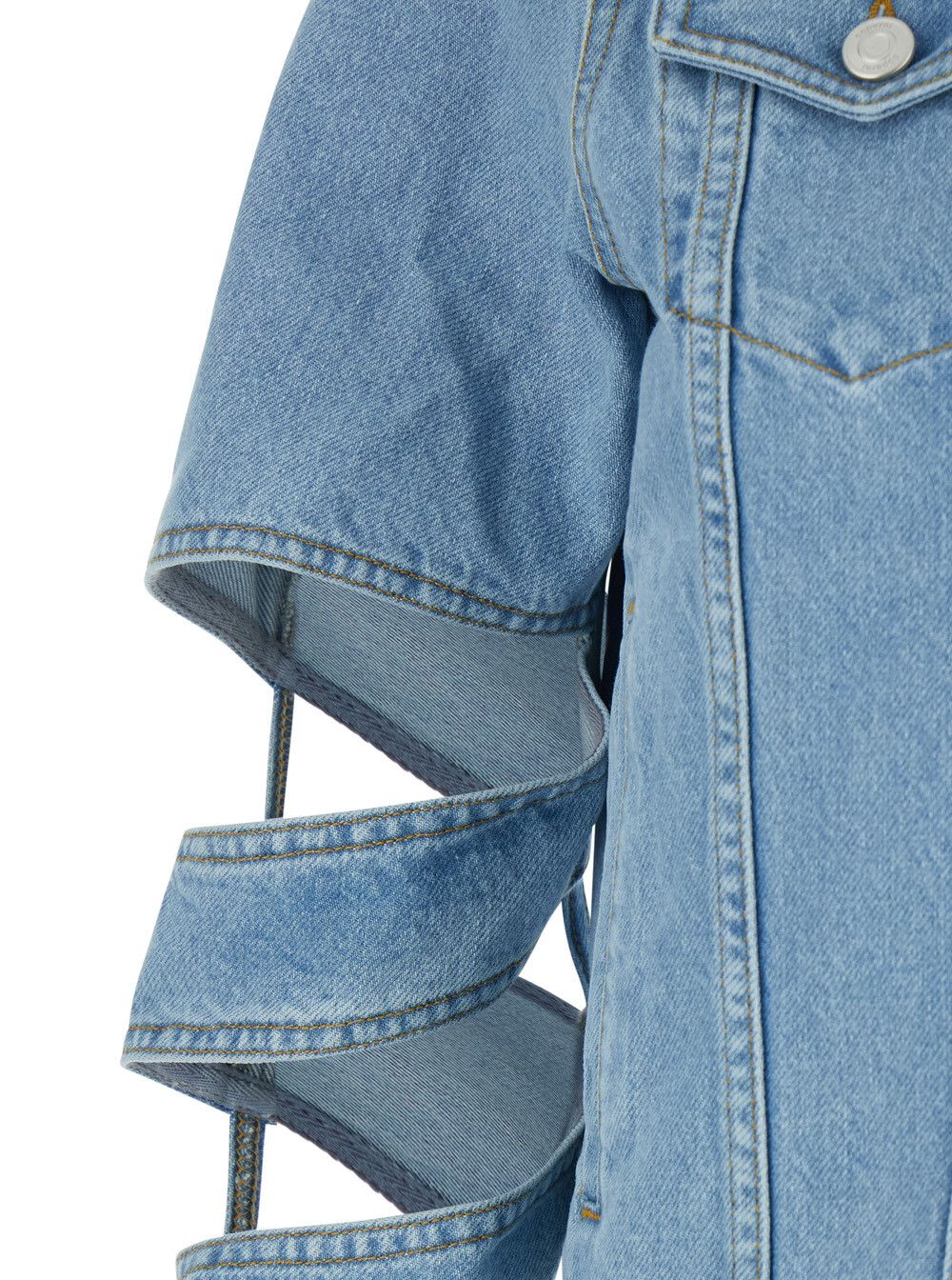 Coperni Light Blue Jacket with Classic Collar and Spiral Cut-Out Sleeves in Denim Woman Size S / US 4 / IT 40 - 3 Thumbnail