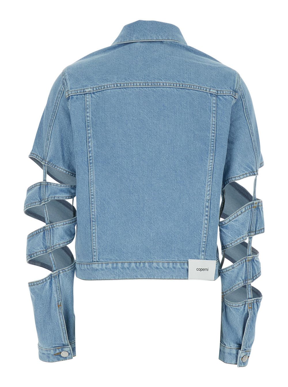 Coperni Light Blue Jacket with Classic Collar and Spiral Cut-Out Sleeves in Denim Woman Size S / US 4 / IT 40 - 2 Thumbnail