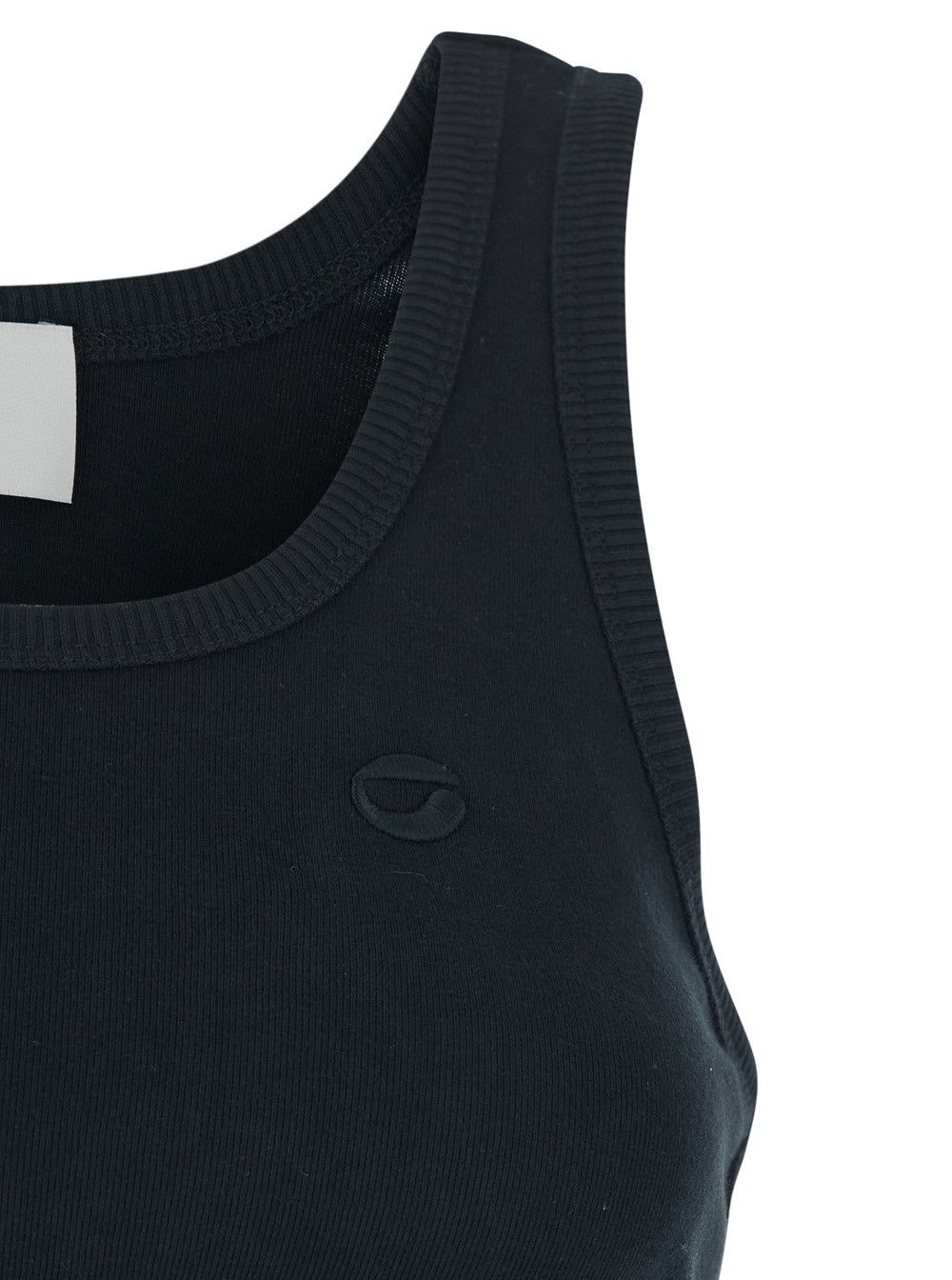 Coperni Sleeveless Top with Spiral Cut-Out Design and Logo Embroidery on the Front in Black Cotton for Women Size S / US 4 / IT 40 - 3 Thumbnail