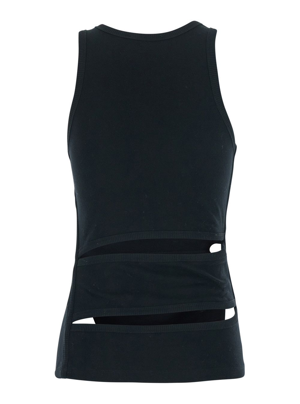 Coperni Sleeveless Top with Spiral Cut-Out Design and Logo Embroidery on the Front in Black Cotton for Women Size S / US 4 / IT 40 - 2 Thumbnail