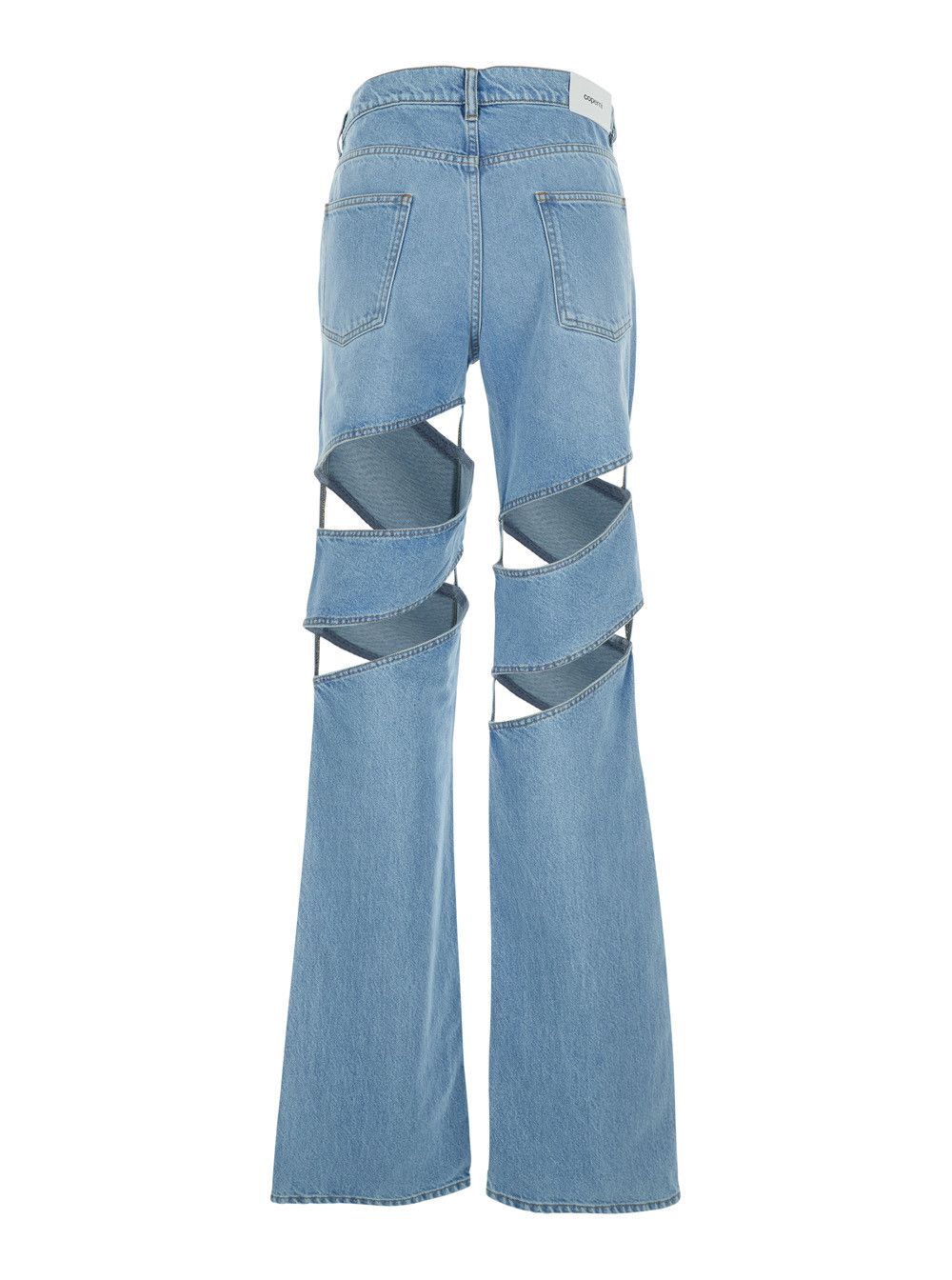 Coperni Spiral Cut-Out Design Jeans with Logo Patch on the Back in Light Blue Denim for Women Size 27" / US 4 / IT 40 - 2 Thumbnail