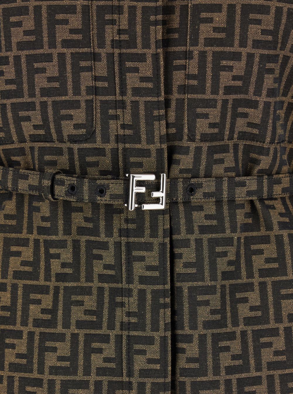 Fendi Brown Jacket with All-Over FF Motif in Cotton Blend for Women Size M / US 6-8 / IT 42-44 - 3 Thumbnail
