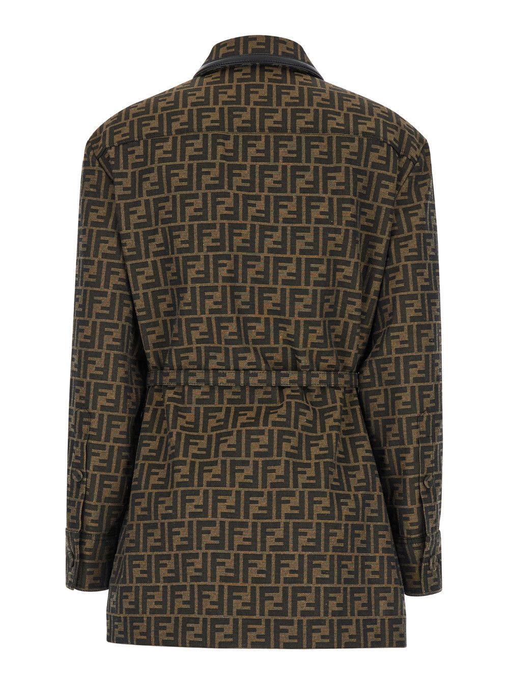 Fendi Brown Jacket with All-Over FF Motif in Cotton Blend for Women Size M / US 6-8 / IT 42-44 - 2 Thumbnail