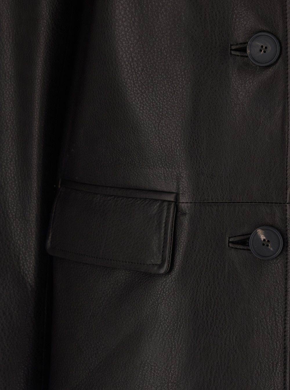 Tagliatore Brown Jacket with Notched Collar and Two Flap Pockets on the Front in Grained Dark Leather for Women Size M / US 6-8 / IT 42-44 - 3 Thumbnail