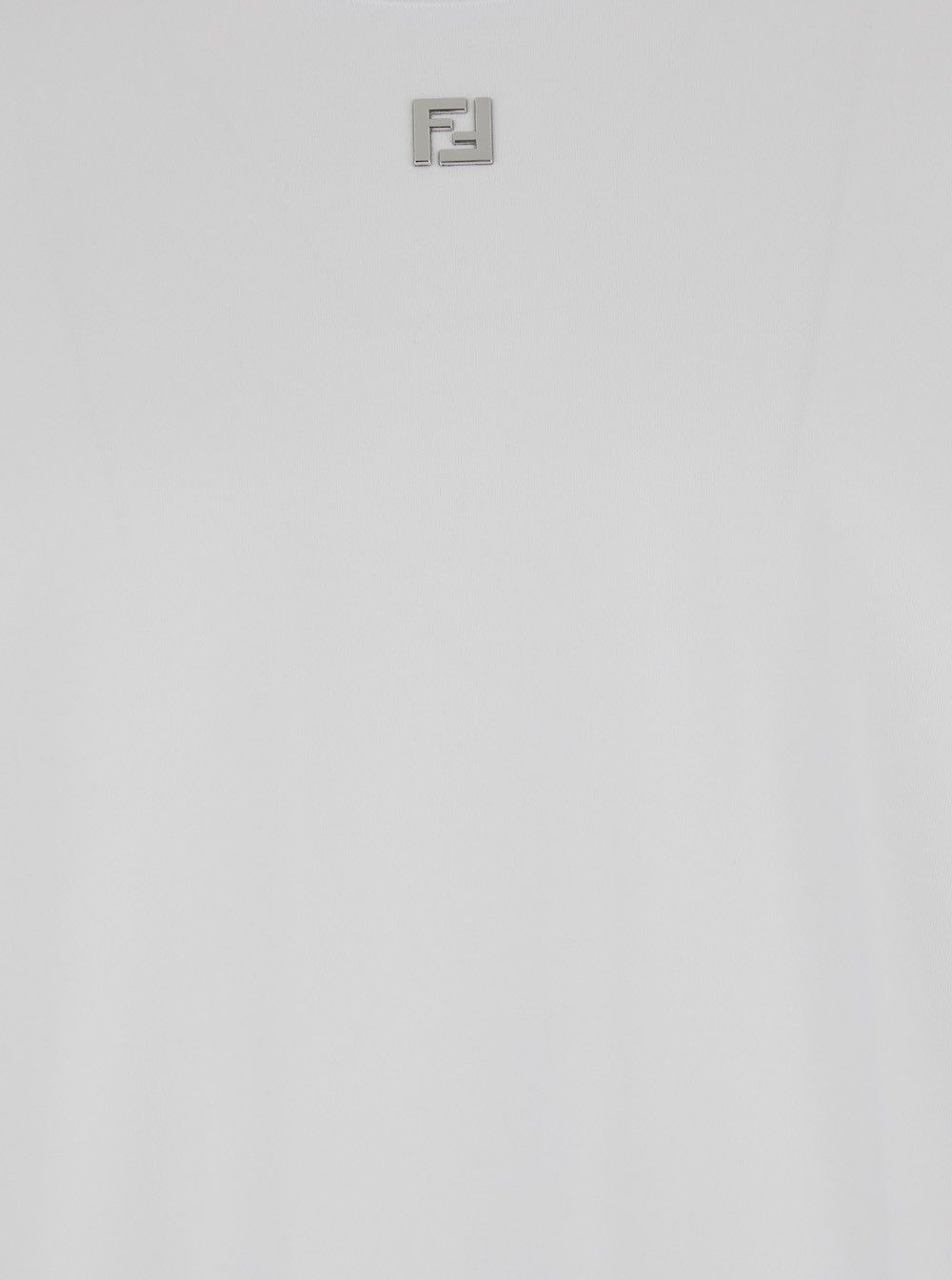 Fendi White Crew Neck T-Shirt with FF Plate on the Front in Cotton for Men Size US S / EU 44-46 / 1 - 3 Thumbnail