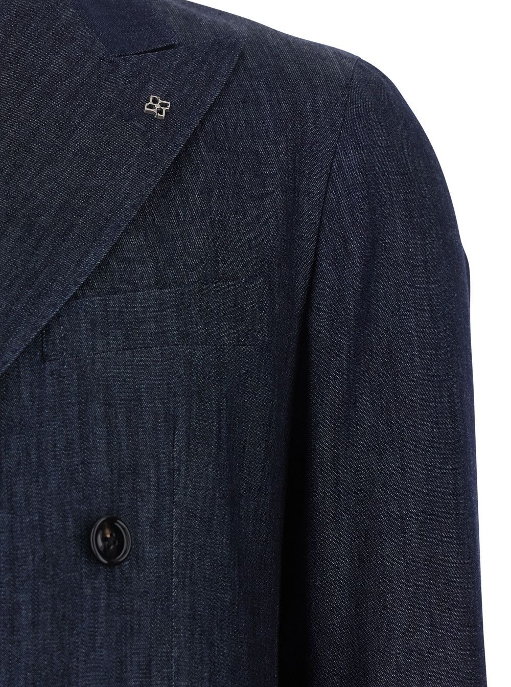 Tagliatore Blue Double-breasted Jacket with Peak Revers in Denim for Men Size US XL / EU 56 / 4 - 3 Thumbnail
