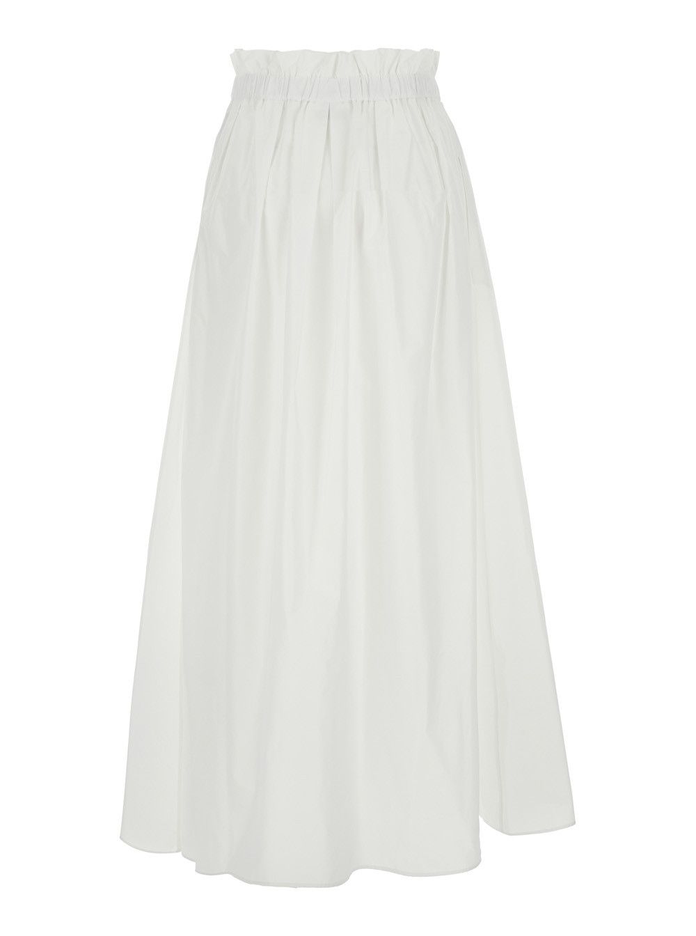 Herno White Tech Fabric Skirt with Elastic Waist and Logo Plate for Women Size 28" / US 6 / IT 42 - 2 Thumbnail