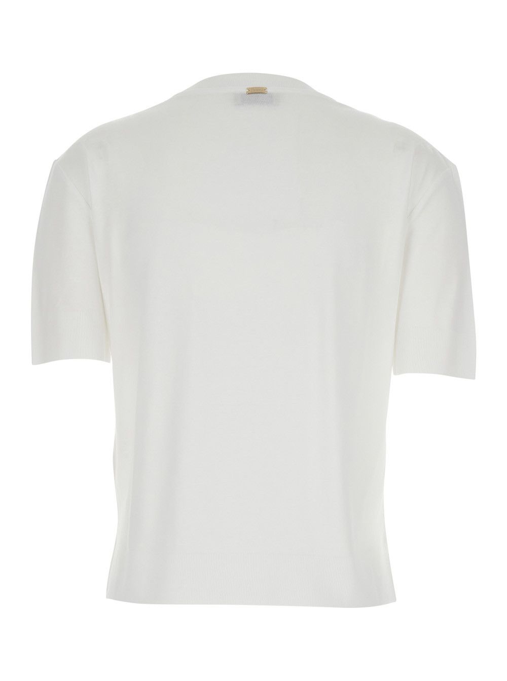 Herno Round Neck T-Shirt with Logo Plate on the Front in Cotton Blend White Women Size M / US 6-8 / IT 42-44 - 2 Thumbnail