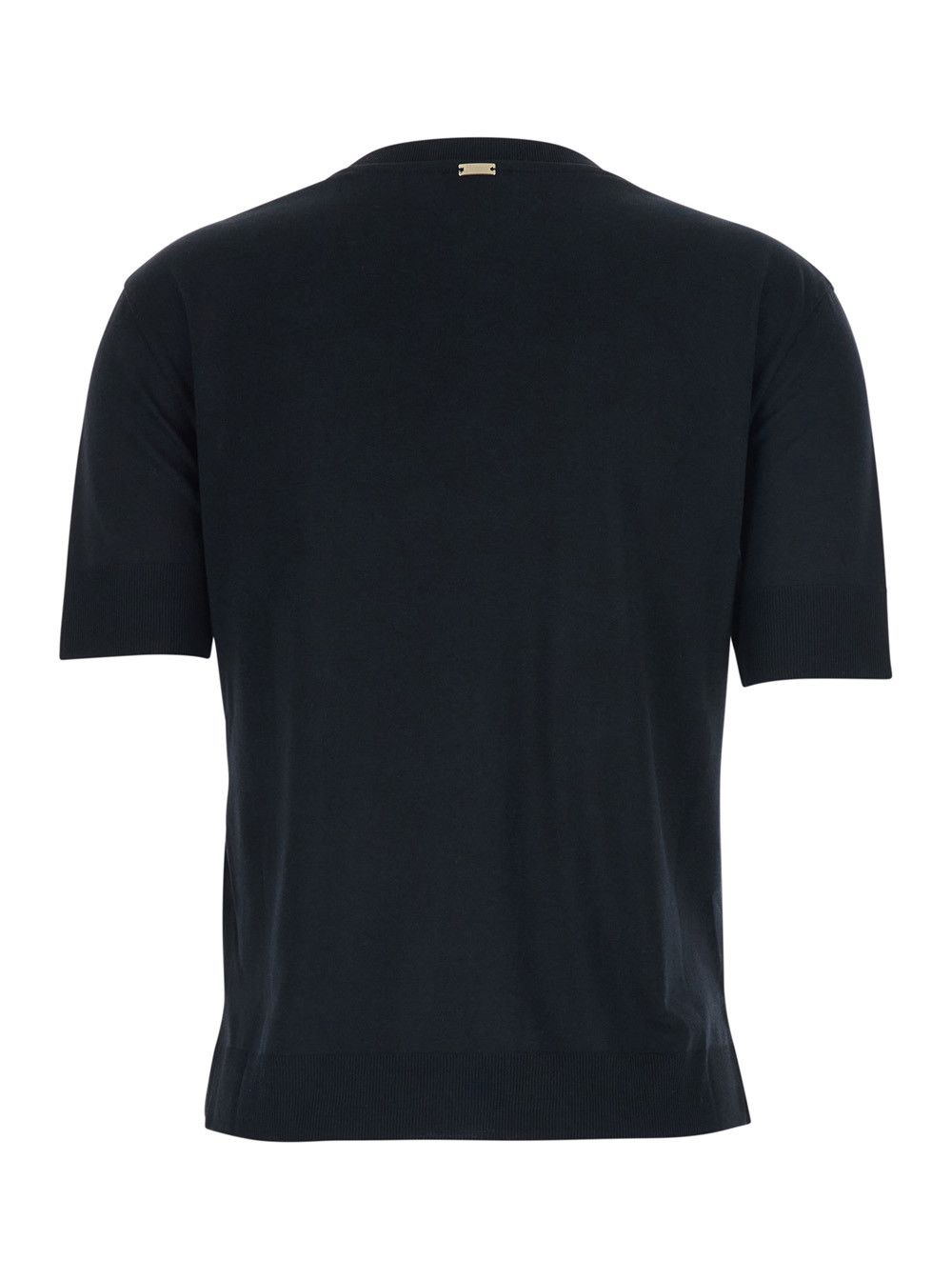 Herno Crew Neck T-Shirt with Logo Plate on the Front in Cotton Blend Black Women Size M / US 6-8 / IT 42-44 - 2 Thumbnail