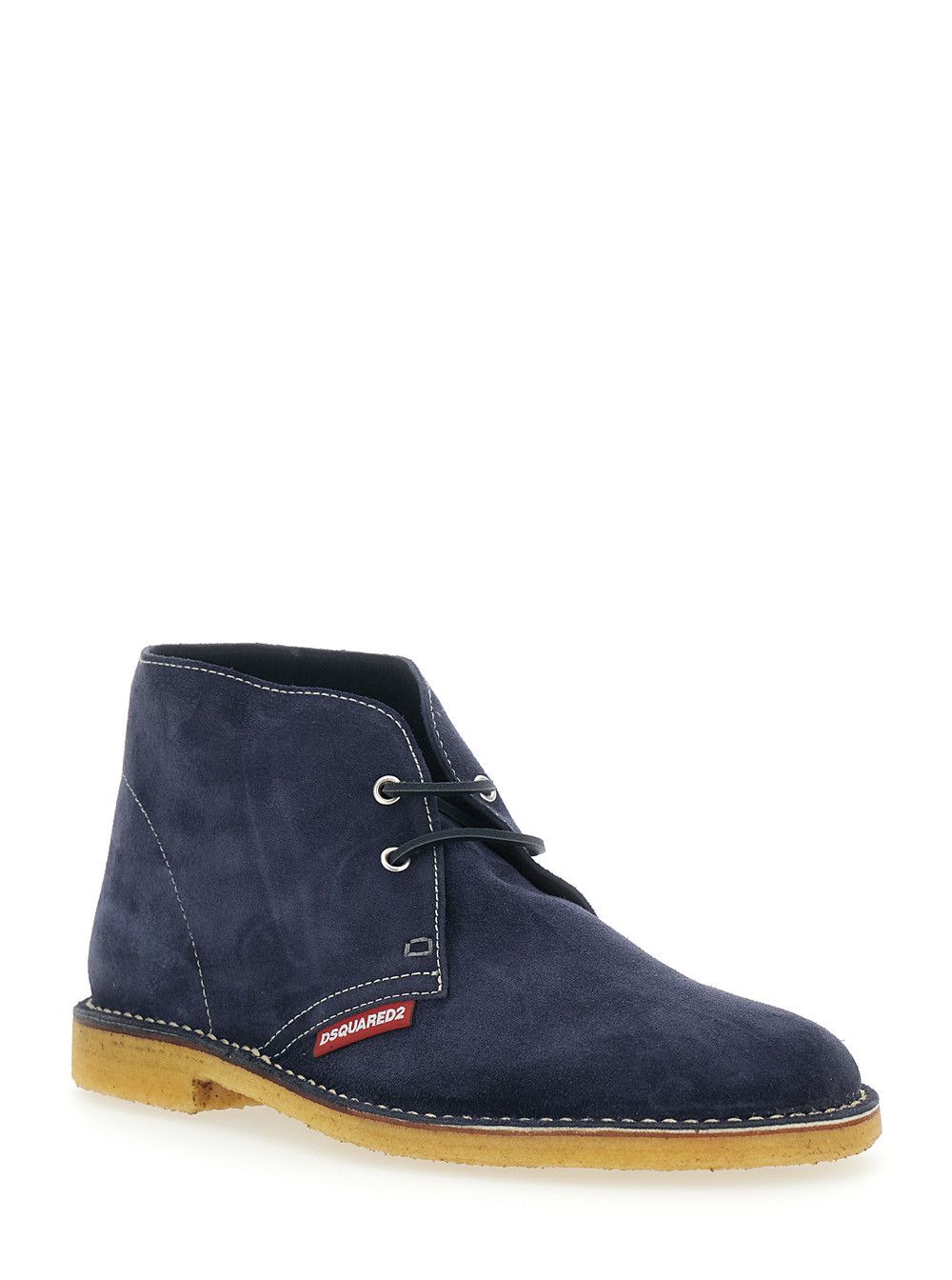 Dsquared2 Blue Lace-Up with Logo Patch on the Side and Contrast Stitching in Suede for Men Size US 8 / EU 41 - 2 Thumbnail