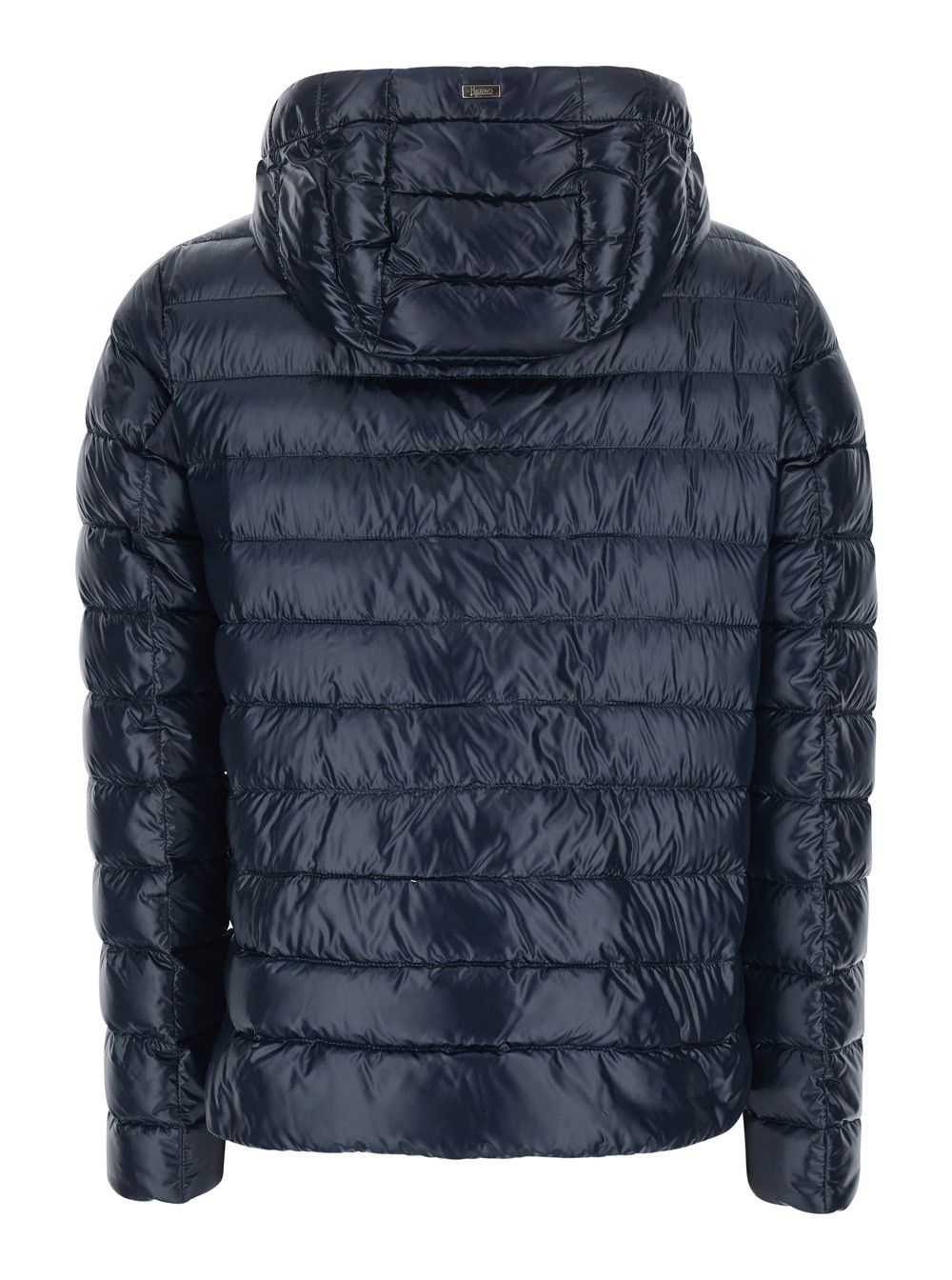 Herno Blue Hooded Puffer Jacket with Drawstring and Logo Detail on Drawstring in Tech Fabric for Women Size M / US 6-8 / IT 42-44 - 2 Thumbnail