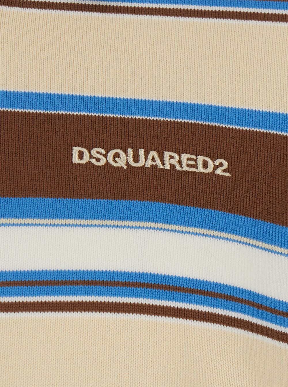 Dsquared2 Polo with Logo Lettering on the Front and All-Over Striped Print in Multicolor Cotton for Men Size US M / EU 48-50 / 2 - 3 Thumbnail