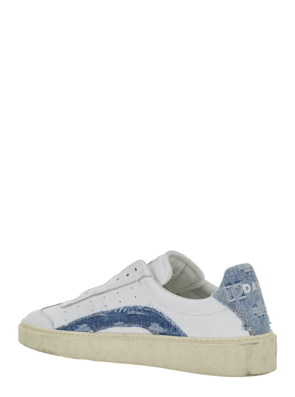 Dsquared2 Low Top Sneaker 'DSQUARED2' with Denim Inserts and Worn Leather Design for Men Size US 9 / EU 42 - 3 Thumbnail