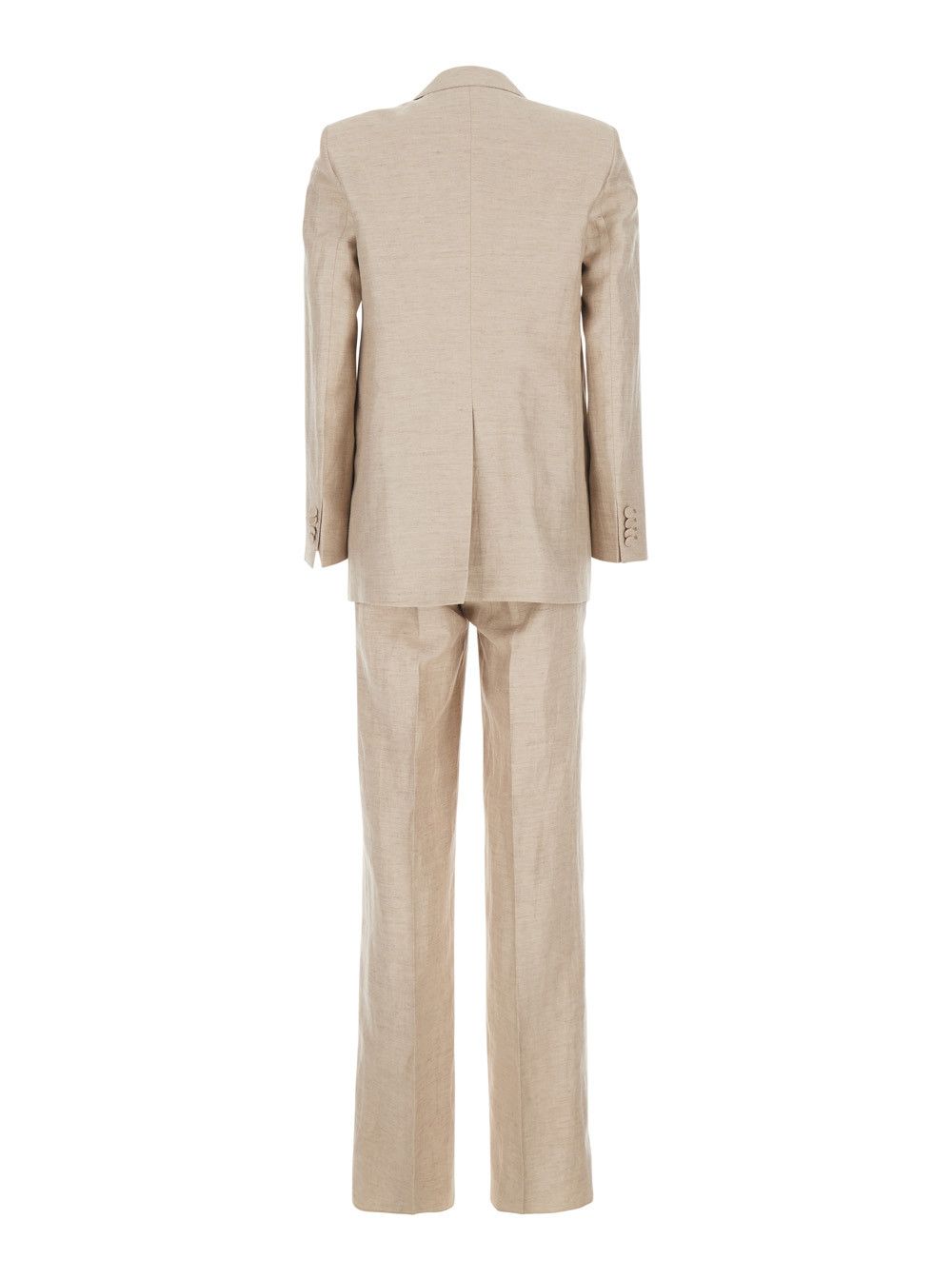 Tagliatore Beige Single-breasted Suit with Notched Revers in Cotton for Women Size L / US 10 / IT 46 - 2 Thumbnail