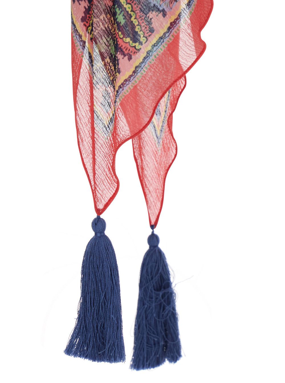 Etro Orange Cape with Front and Back Print and Orange Silk Tassel Detail for Women Size M / US 6-8 / IT 42-44 - 3 Thumbnail
