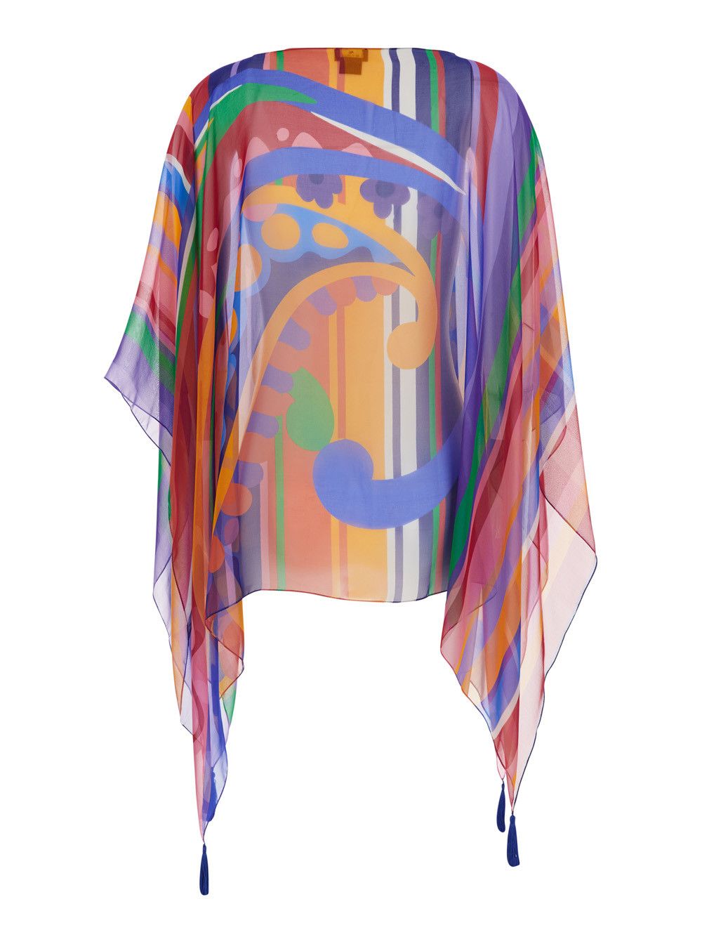 Etro Multicolor Cape with All-Over Print and Silk Tassel Detail for Women Size M / US 6-8 / IT 42-44 - 2 Thumbnail