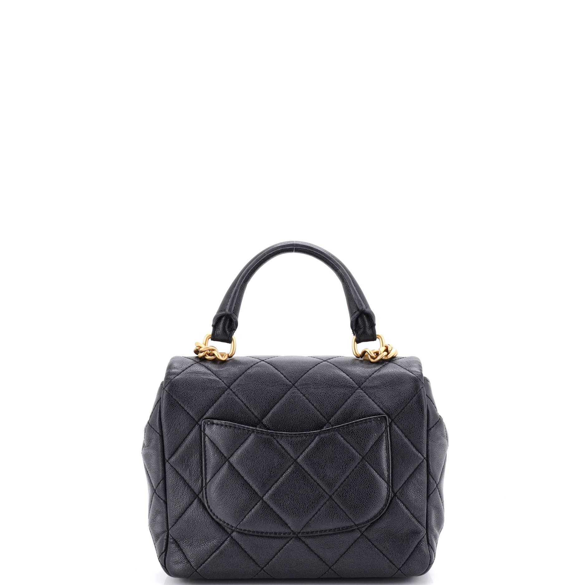 Chanel Square Top Handle Flap Bag Quilted Shiny Caviar Mini Size ONE SIZE - 2 Thumbnail