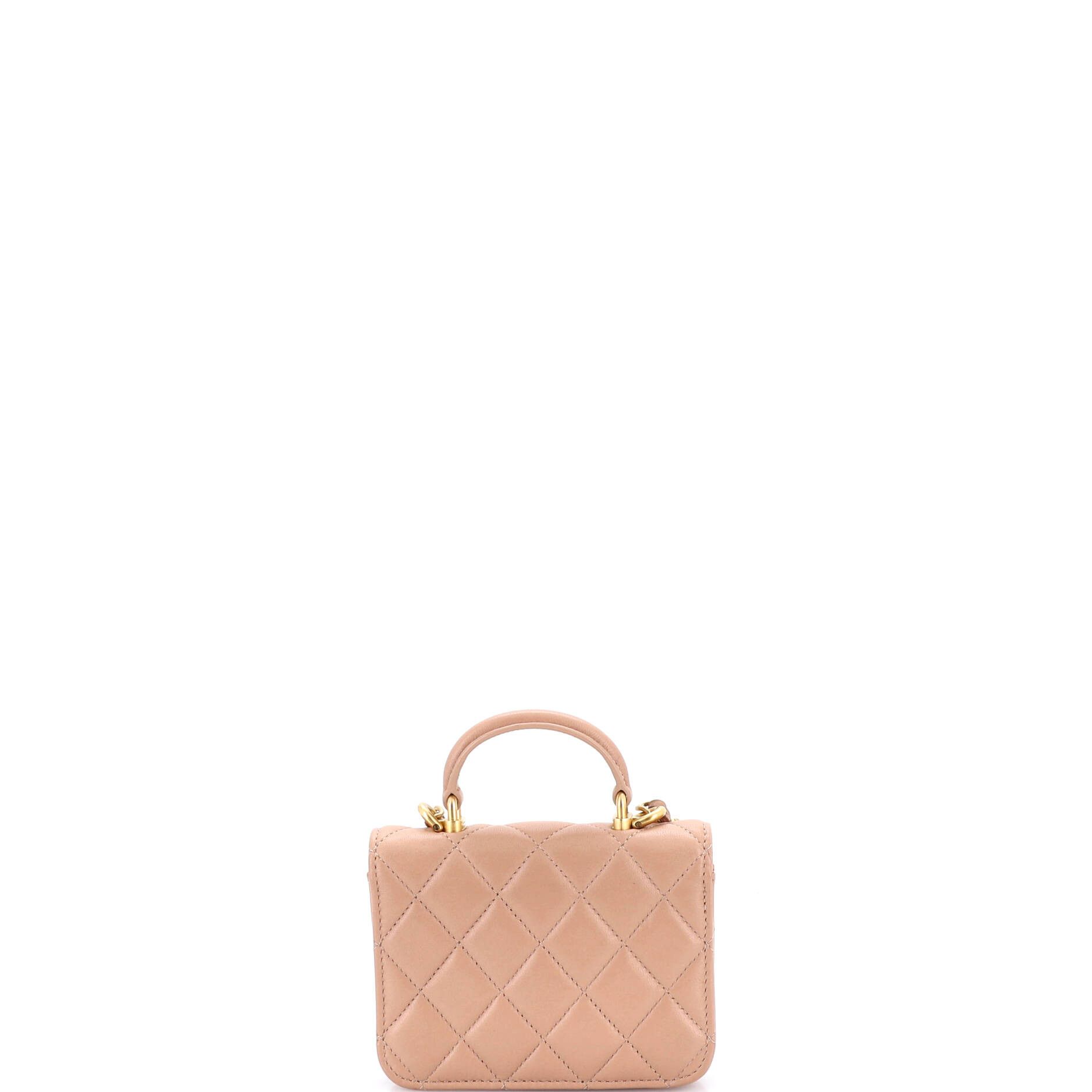 Chanel Top Handle Flap Coin Purse with Chain Quilted Lambskin Size ONE SIZE - 2 Thumbnail