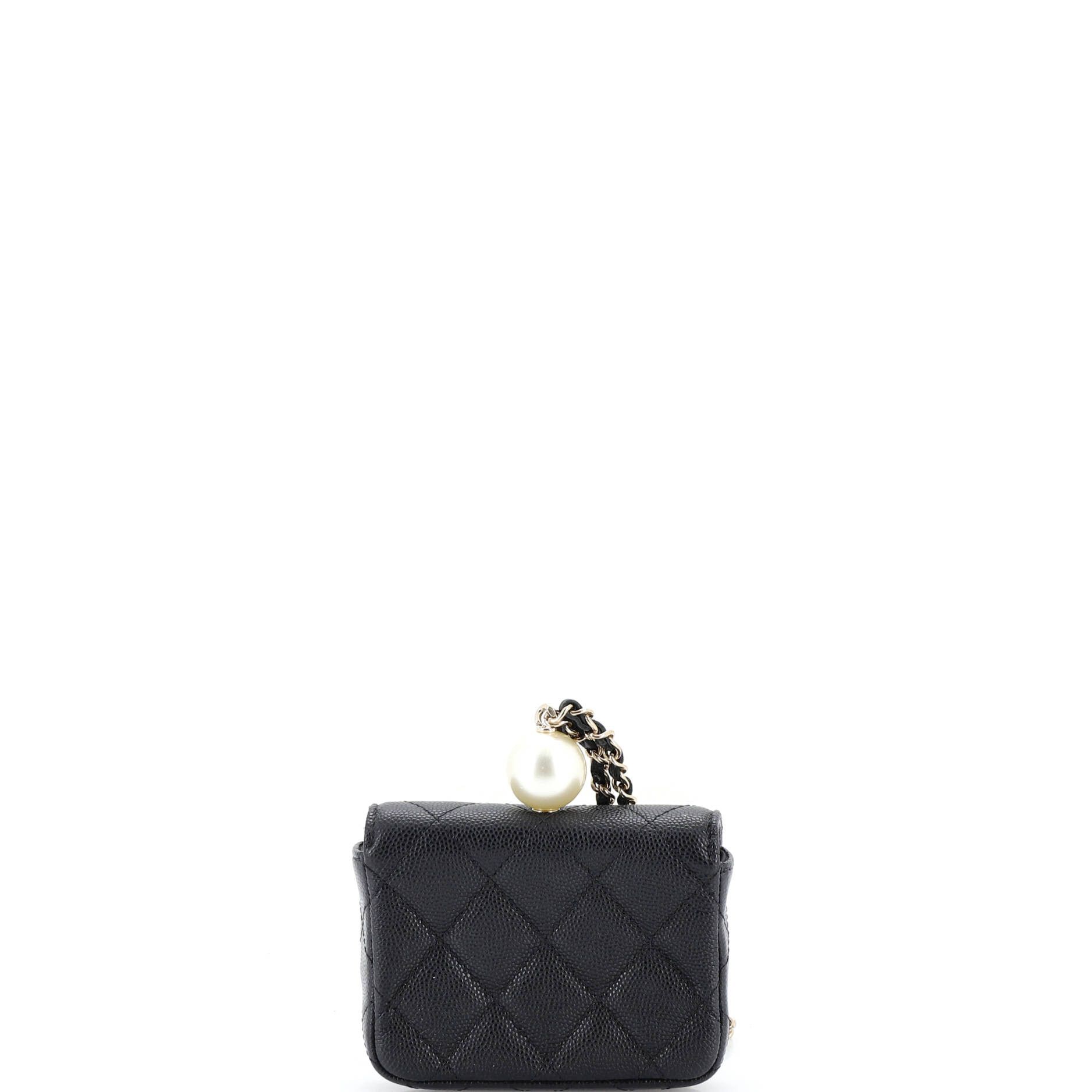 Chanel CC Pearl Coin Card Holder with Chain Quilted Caviar Size ONE SIZE - 2 Thumbnail