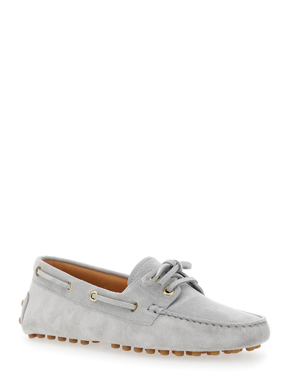 Tod's Tod's Grey Loafers with Rounded Toe and Laces on the Front in Leather for Women Size US 8 / IT 38 - 2 Thumbnail