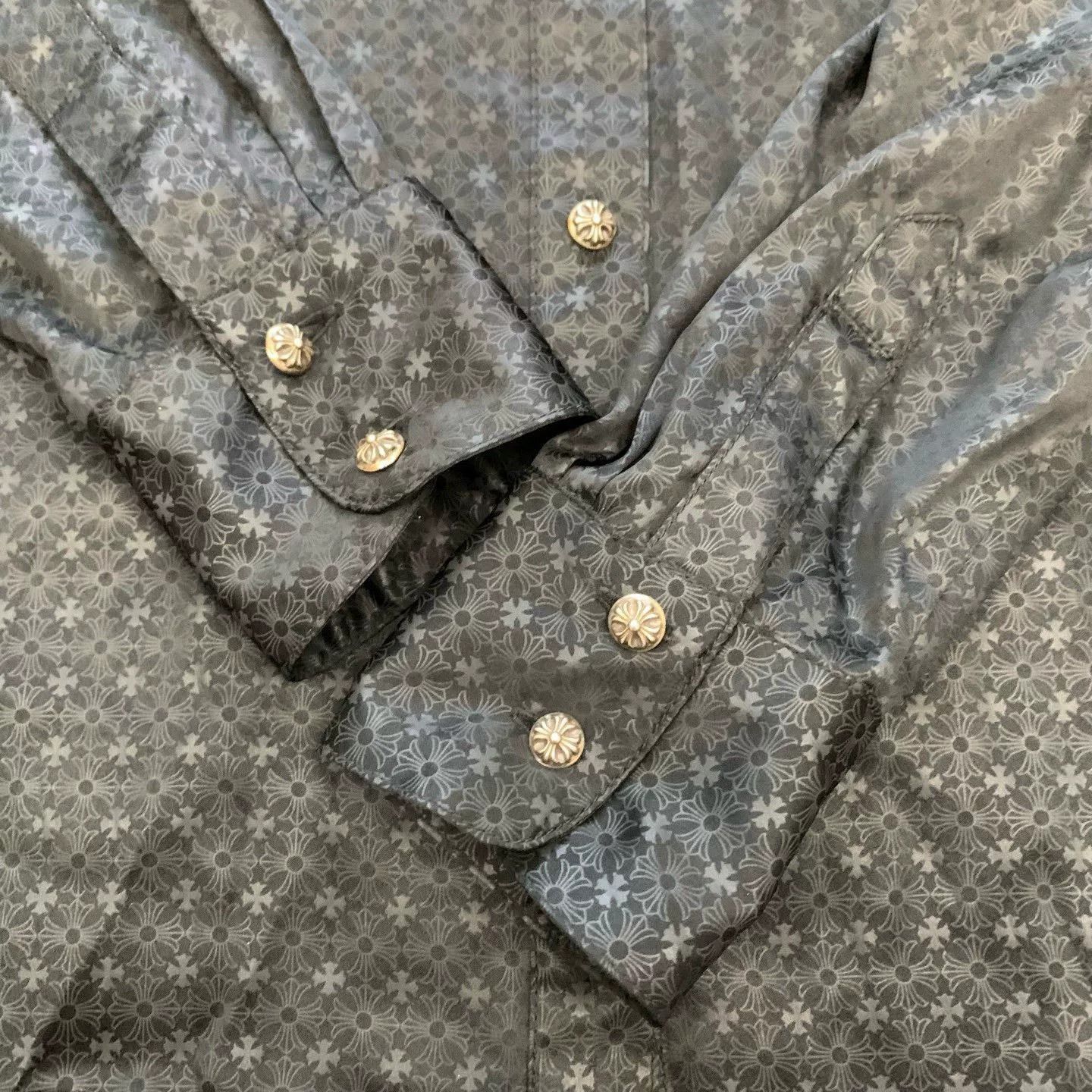 Chrome Hearts Black Silk Floral Print Silk Shirt Jacket Size US S / EU 44-46 / 1 - 8 Thumbnail