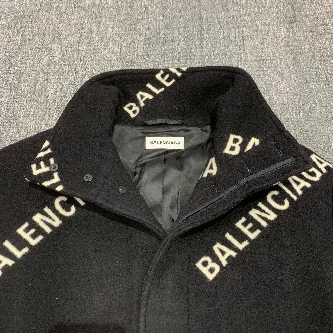 Balenciaga Balenciaga Black Wool Printed Coat Size XXS / US 00 / IT 34 - 6 Thumbnail